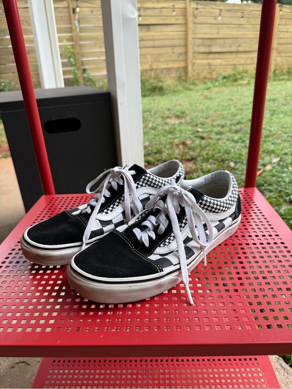 Vans Kids Checkerboard & Black Low-Top Sneakers